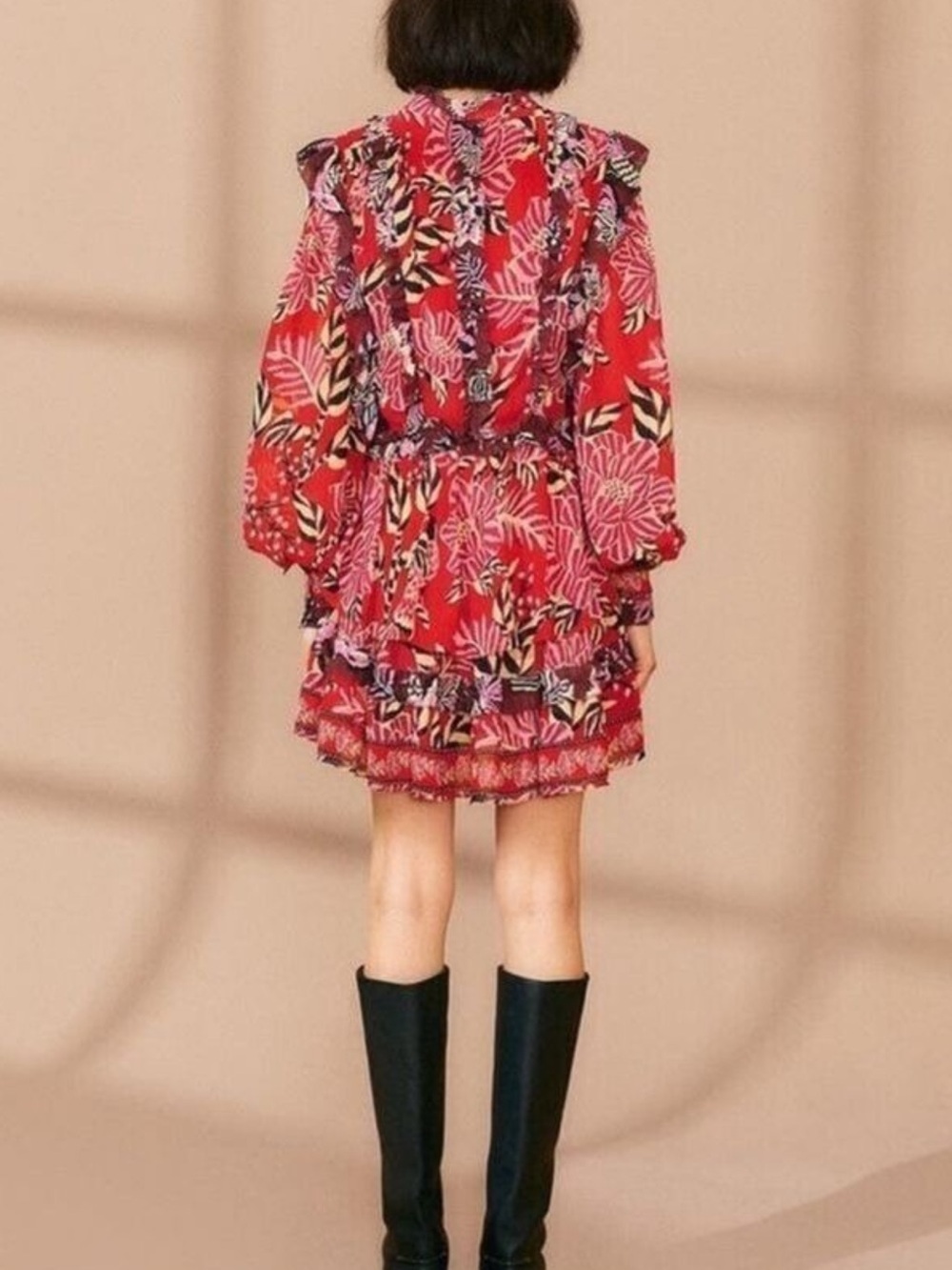 FARM Rio Pink & Orange Floral Ruffle Mini Dress - Picture 3 of 8